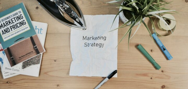 white printing paper with Marketing Strategy text